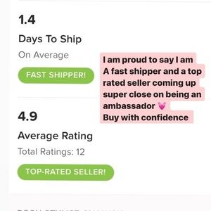 I am proud to say I am a top rated seller with the fastest shipping possible 🌟